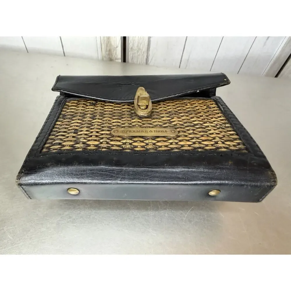 Prizmic & Brill Woven Leather Turnlock Organizer Planner Made Singapore RARE